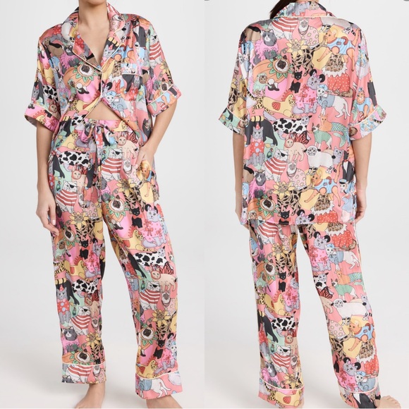 🌸[ Karen Mabon ] Fancy Dress Cats Pajama Short Sleeve Set - Picture 3 of 16